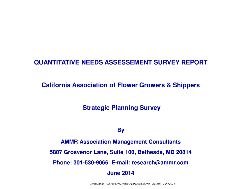 quantitative needs assessement survey report