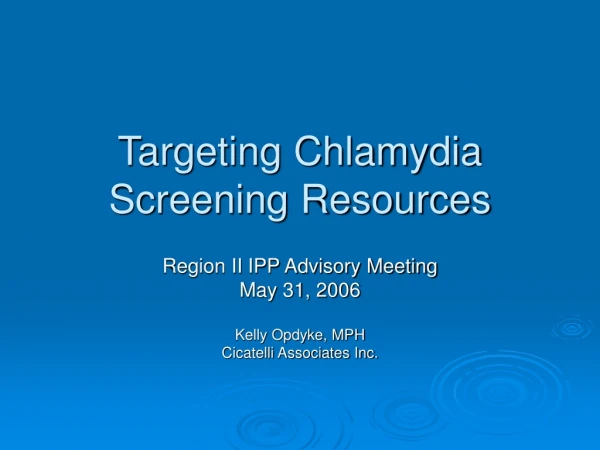 Targeting Chlamydia Screening Resources