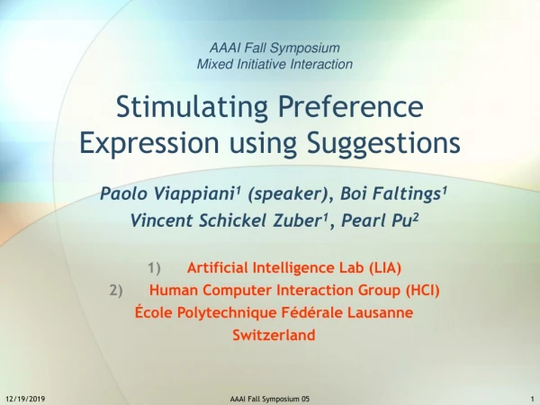 Stimulating Preference Expression using Suggestions