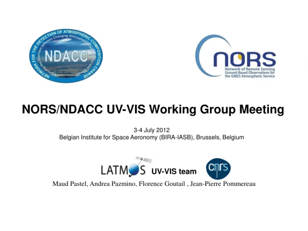 NORS/NDACC UV-VIS Working Group Meeting