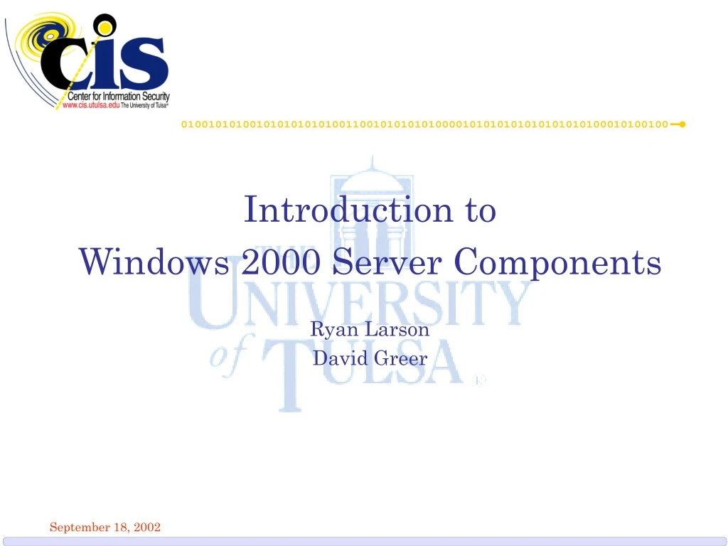 introduction to windows 2000 server components