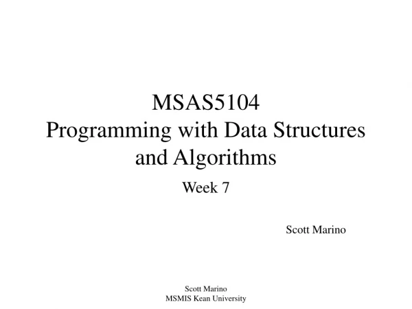 MSAS5104 Programming with Data Structures and Algorithms