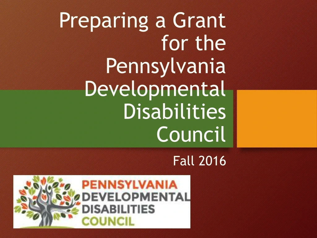 preparing a grant for the pennsylvania developmental disabilities council