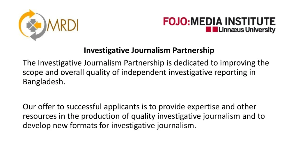 investigative journalism partnership