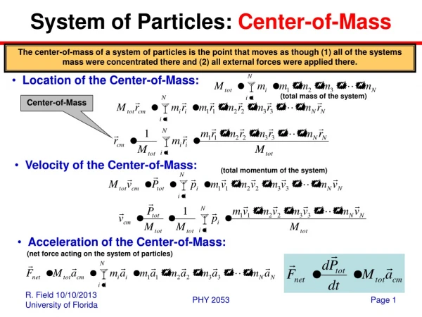 System of Particles:  Center-of-Mass