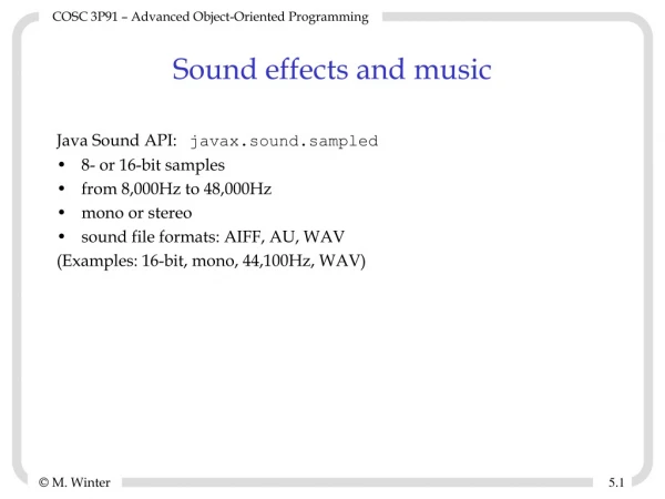 Sound effects and music
