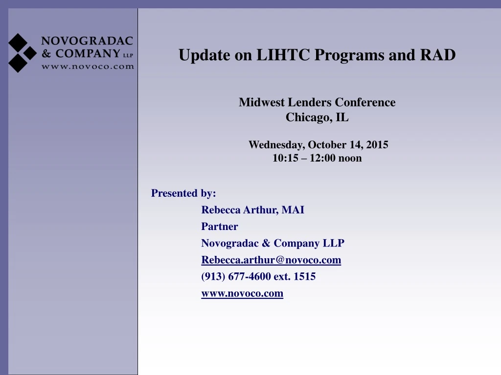 update on lihtc programs and rad midwest lenders