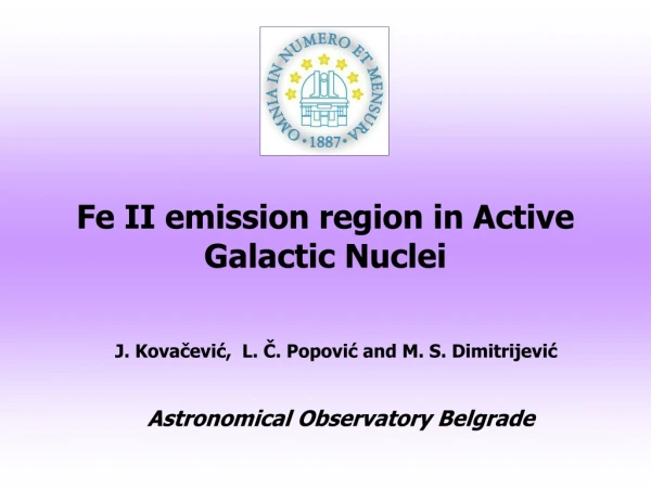 Fe II emission region in Active Galactic Nuclei