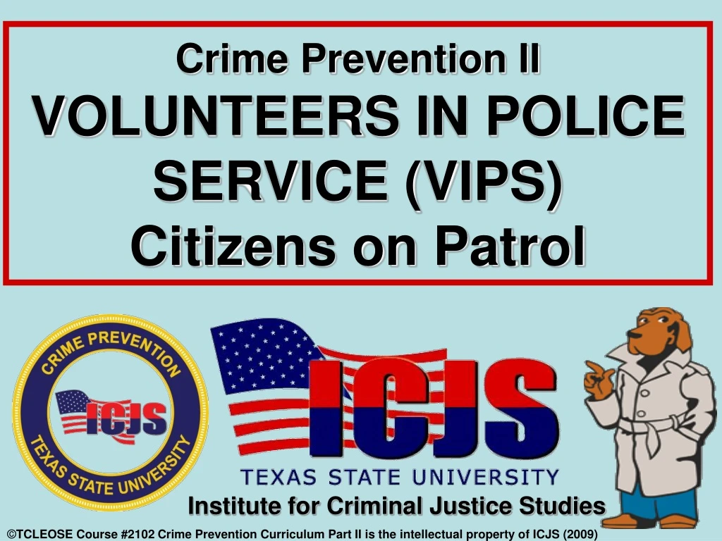 crime prevention ii volunteers in police service