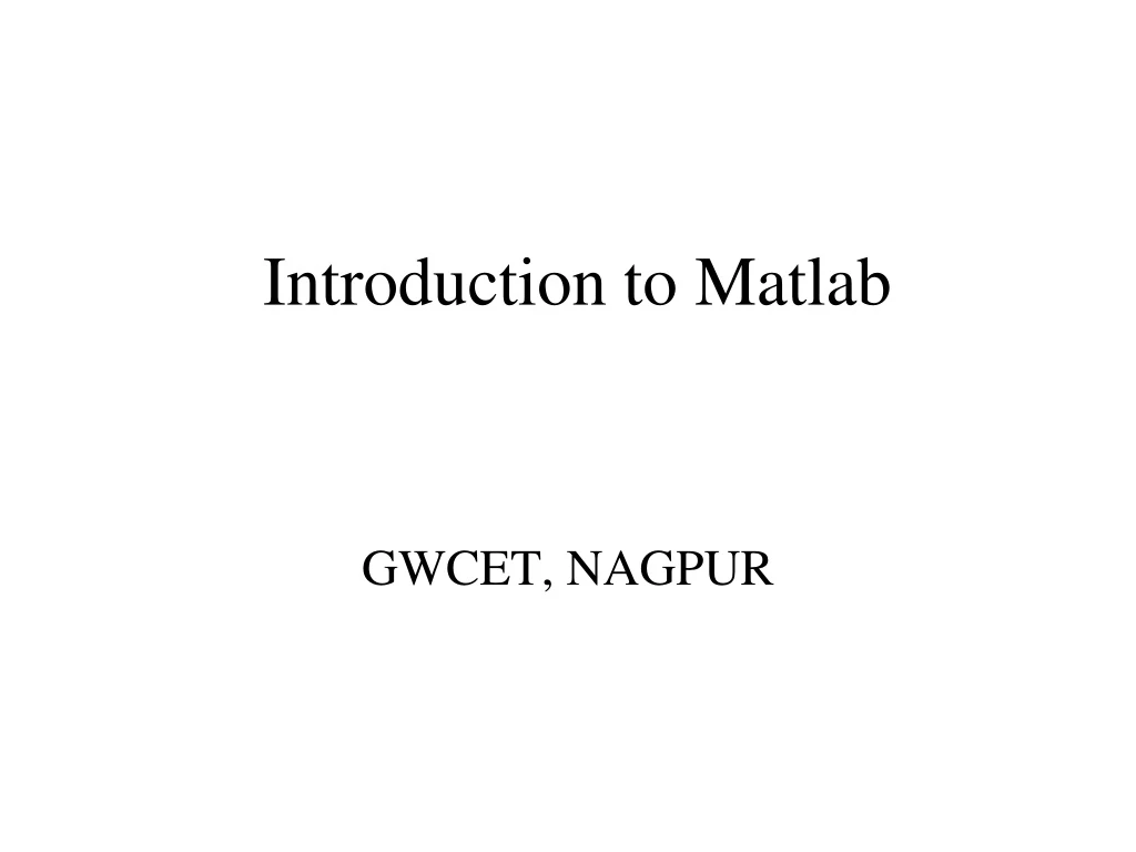 introduction to matlab