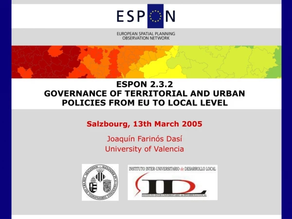 ESPON 2.3.2  GOVERNANCE OF TERRITORIAL AND URBAN POLICIES FROM EU TO LOCAL LEVEL