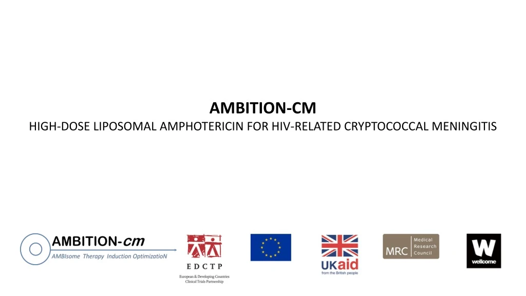 ambition cm high dose liposomal amphotericin for hiv related cryptococcal meningitis
