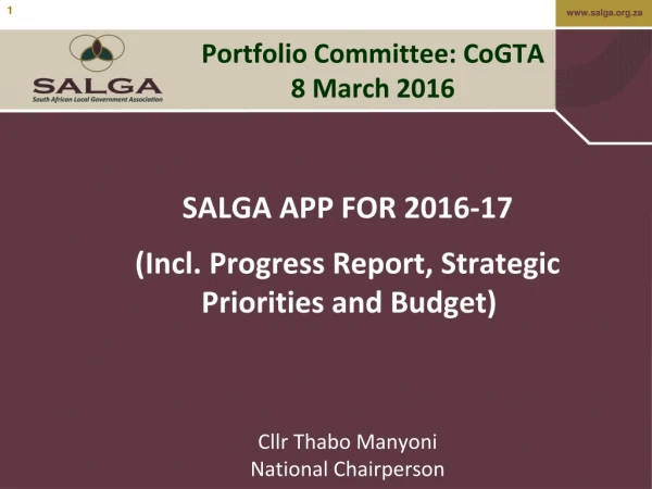 Portfolio Committee: CoGTA  8 March 2016