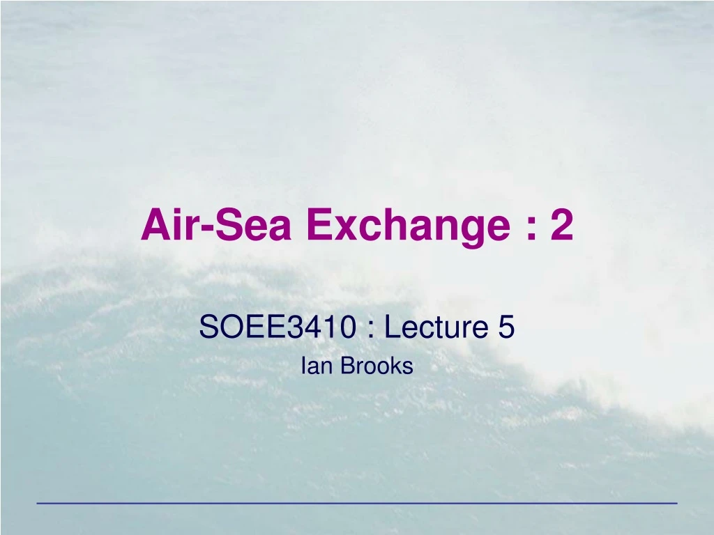 air sea exchange 2