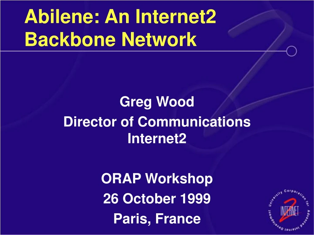 abilene an internet2 backbone network