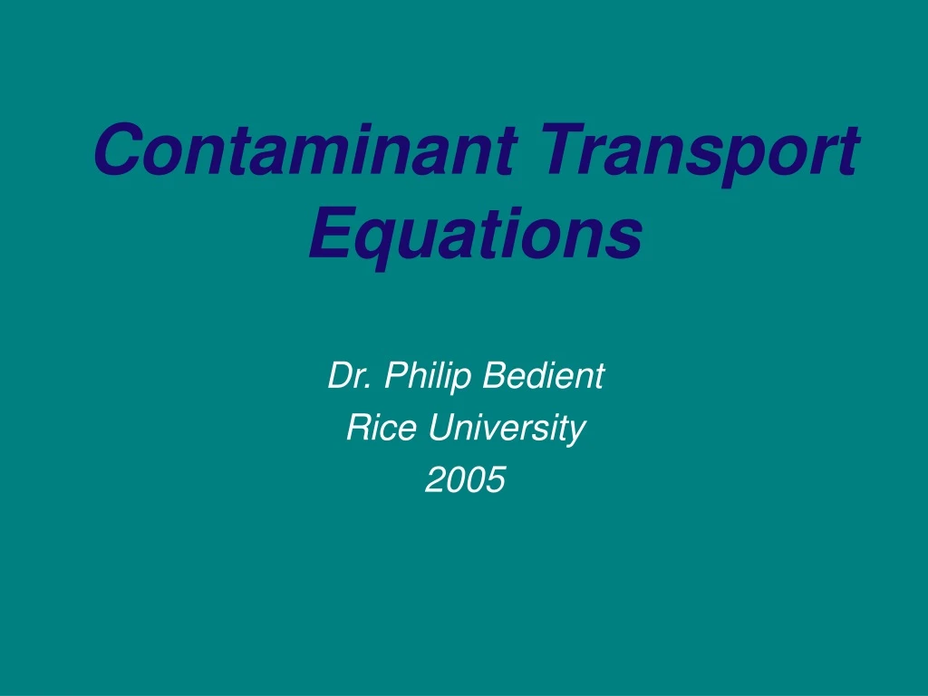 contaminant transport equations