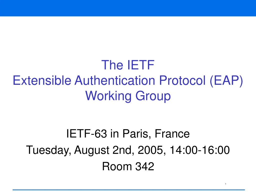 the ietf extensible authentication protocol eap working group