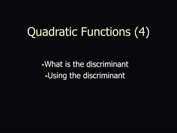 Quadratic Functions (4)