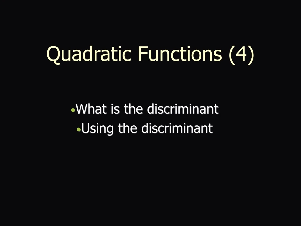 quadratic functions 4