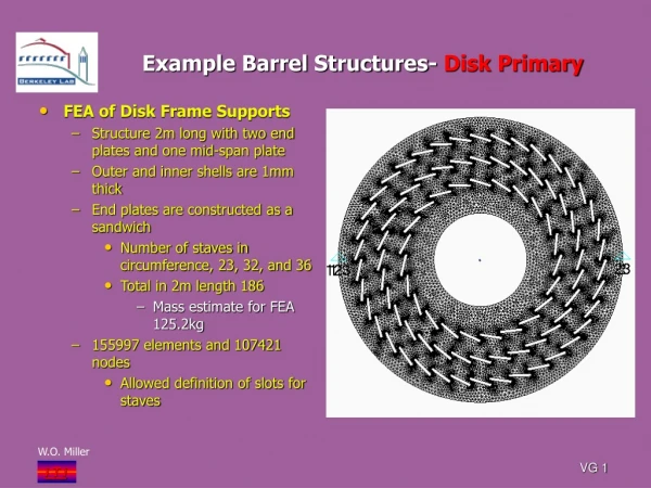 Example Barrel Structures-  Disk Primary