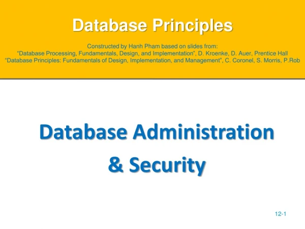 Database  Administration  &amp; Security