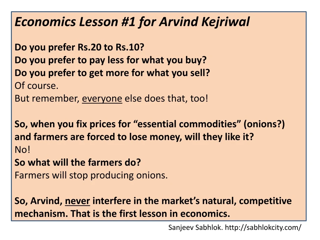 economics lesson 1 for arvind kejriwal