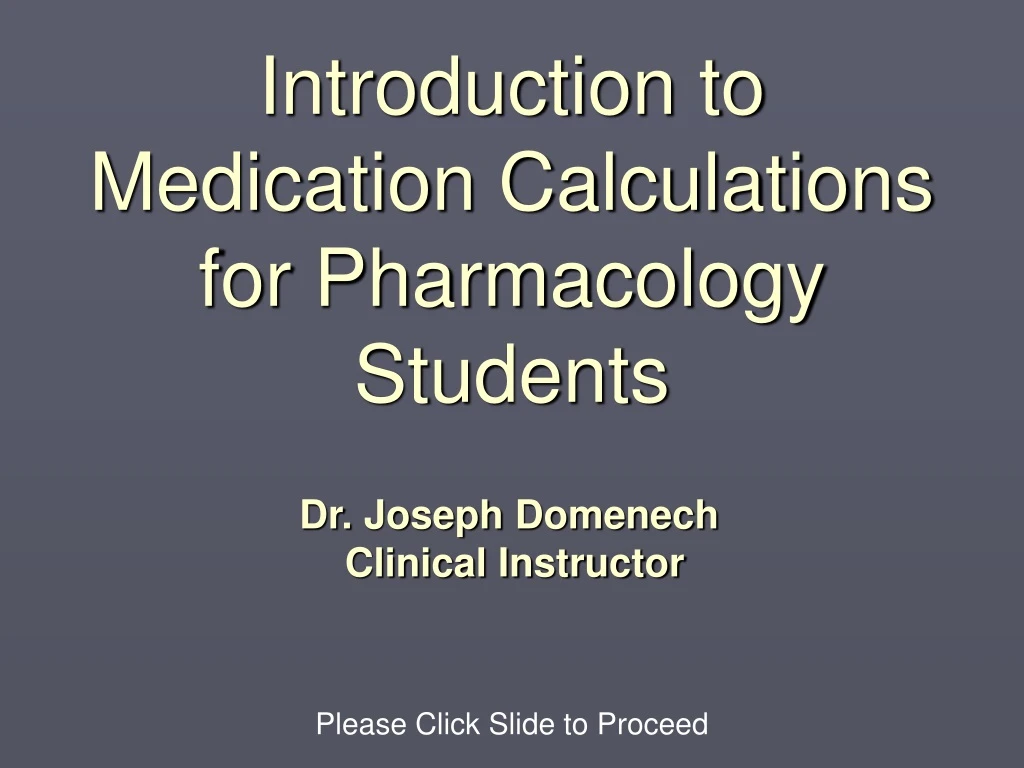 introduction to medication calculations for pharmacology students