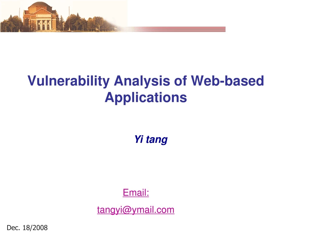 vulnerability analysis of web based applications