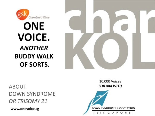ONE VOICE.  ANOTHER BUDDY WALK  OF SORTS. ABOUT  DOWN SYNDROME OR TRISOMY 21