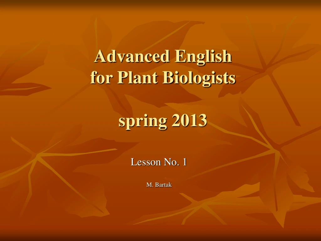 advanced english for plant biologists spring 2013