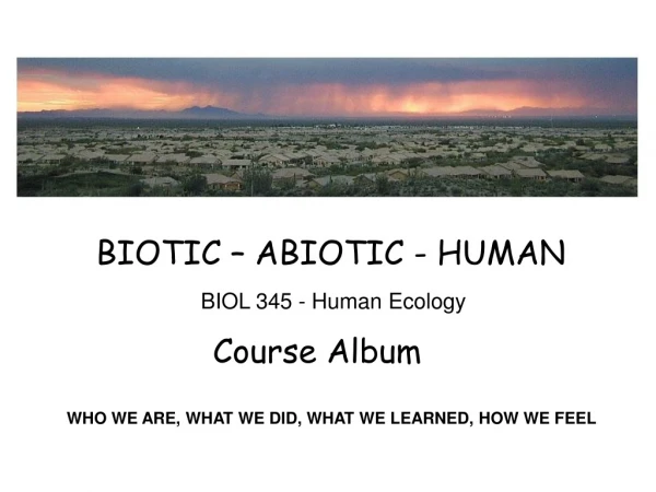 BIOL 345 - Human Ecology