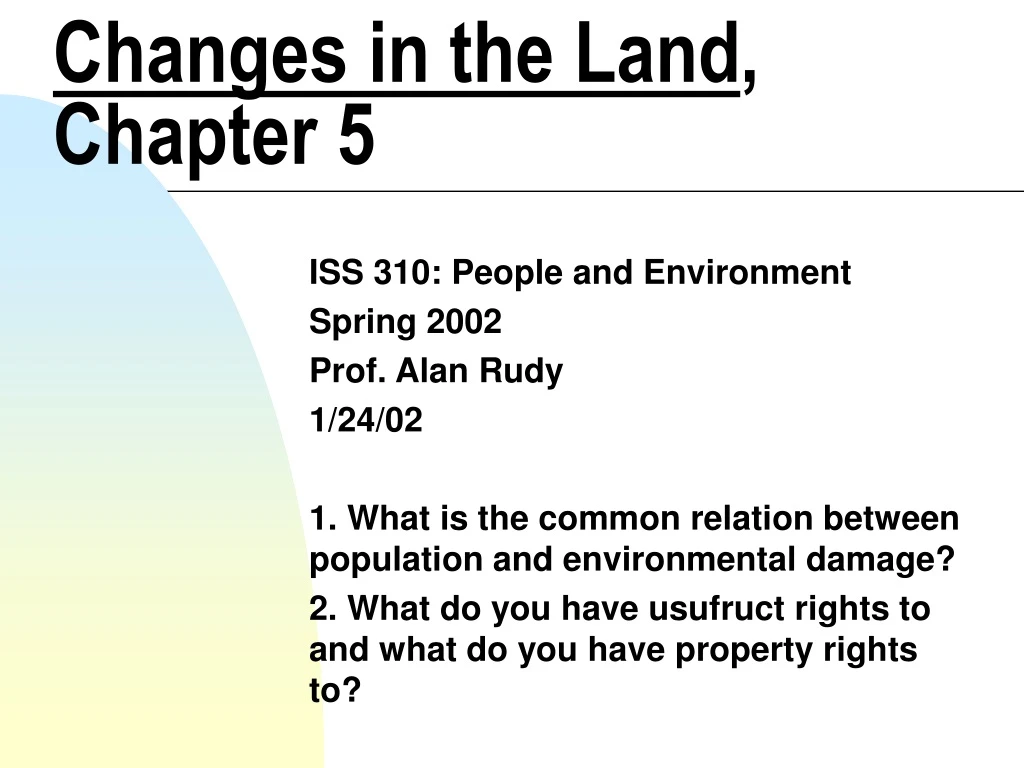 changes in the land chapter 5