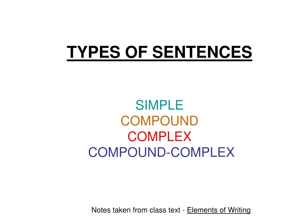 types of sentences simple compound complex