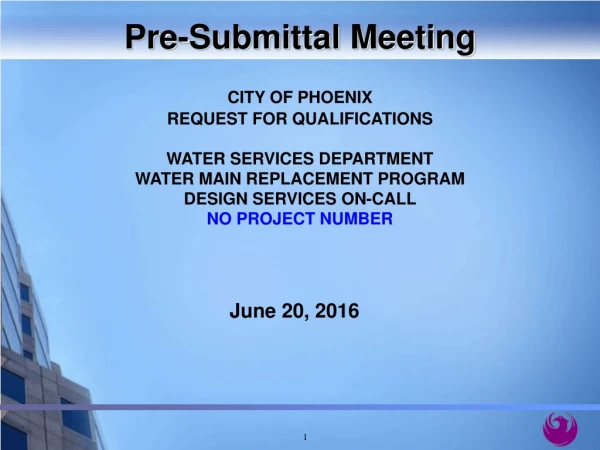 CITY OF PHOENIX  REQUEST FOR QUALIFICATIONS WATER SERVICES DEPARTMENT