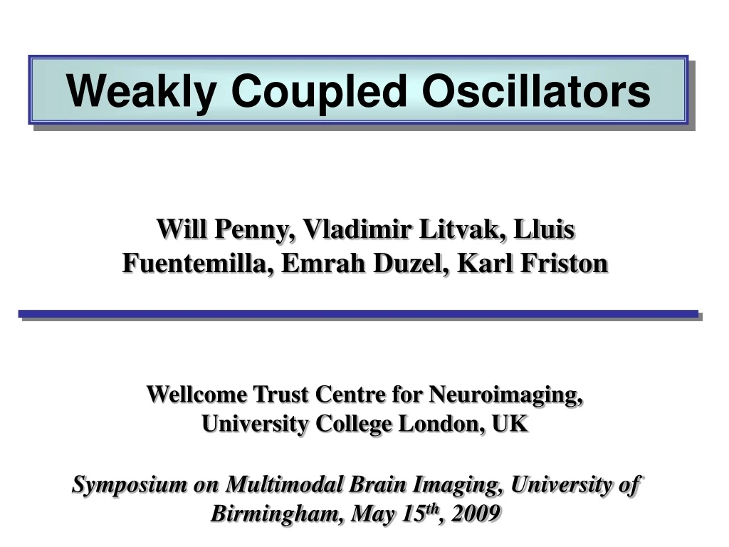 weakly coupled oscillators