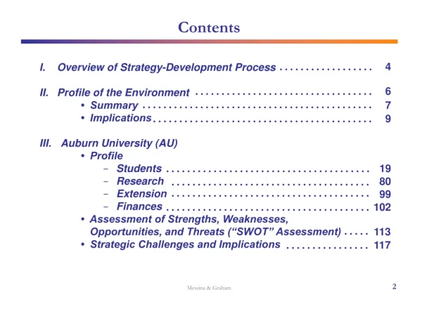 I.    Overview of Strategy-Development Process    II.   Profile of the Environment