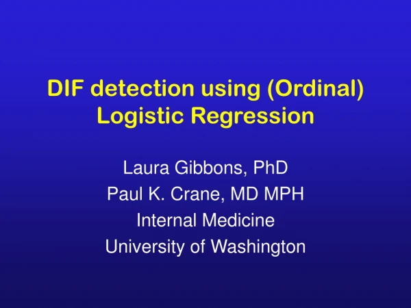 DIF detection using (Ordinal) Logistic Regression
