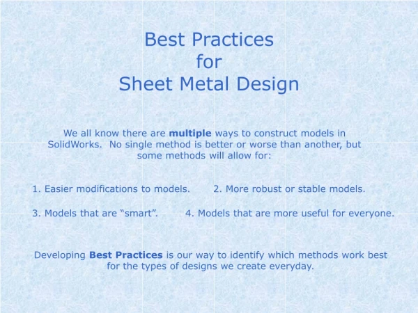 Best Practices for Sheet Metal Design