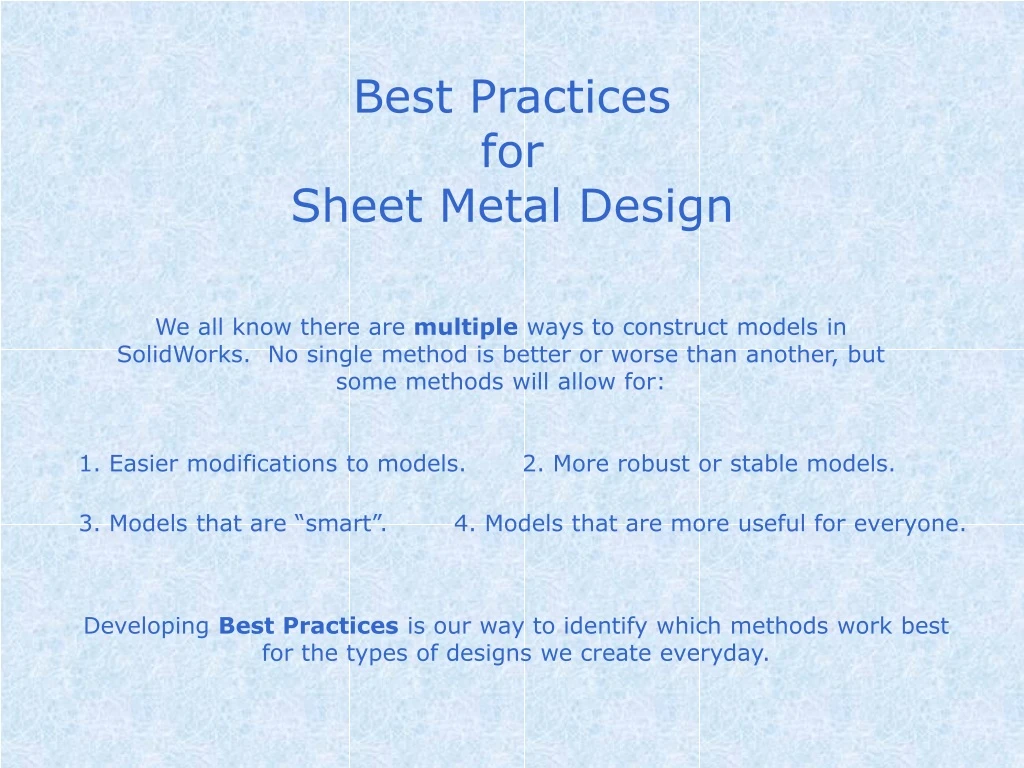 best practices for sheet metal design