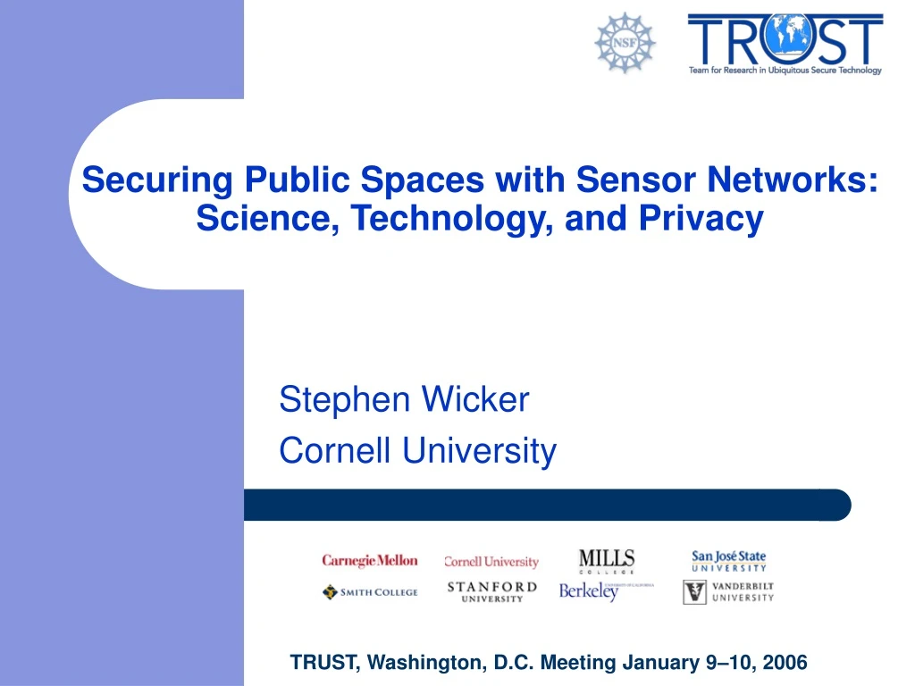 securing public spaces with sensor networks science technology and privacy