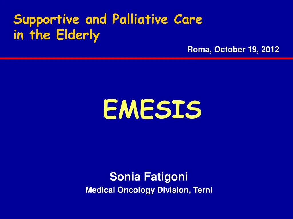 supportive and palliative care in the elderly