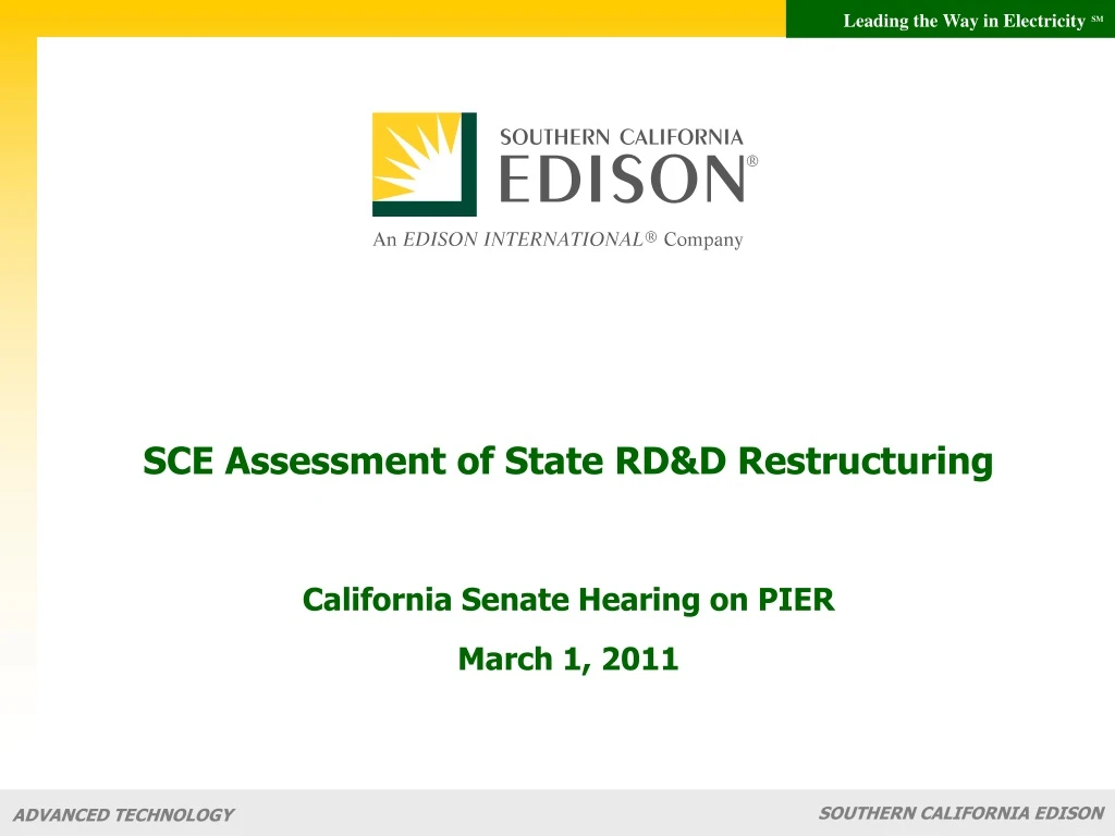 sce assessment of state rd d restructuring
