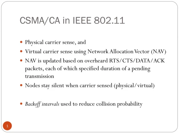 CSMA/CA in IEEE 802.11