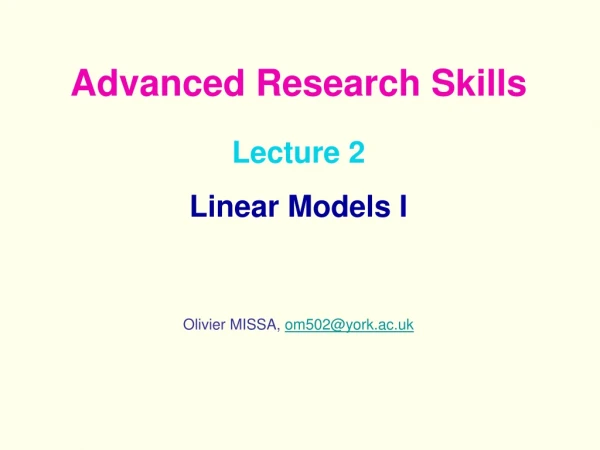 Lecture 2  Linear Models I
