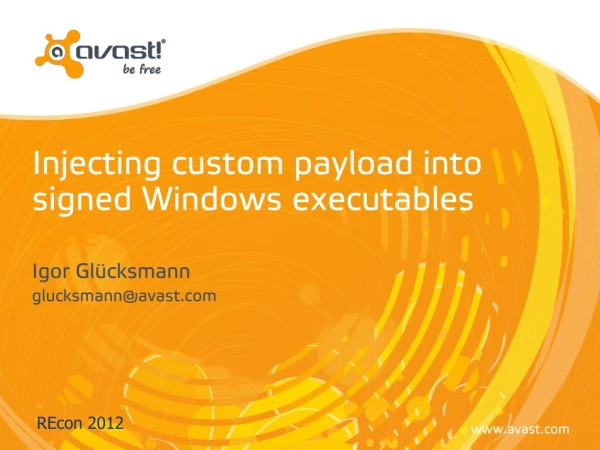 Injecting custom payload into signed Windows executables ! Title