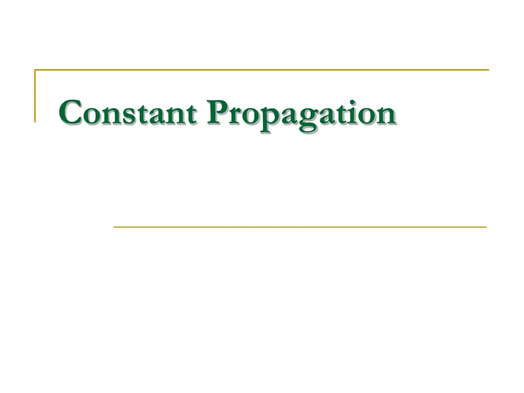 constant propagation