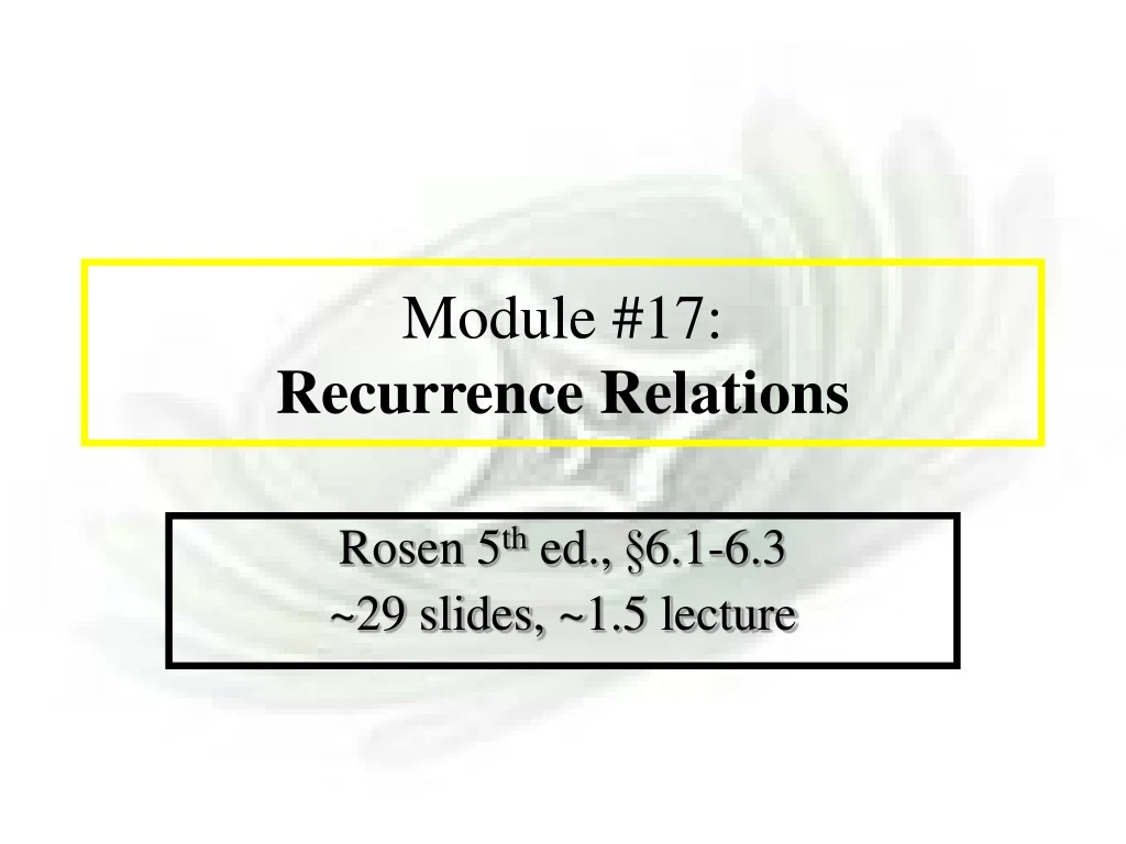 module 17 recurrence relations