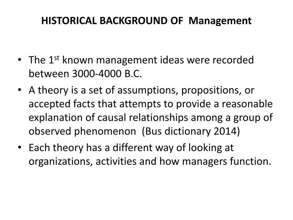 historical background of management
