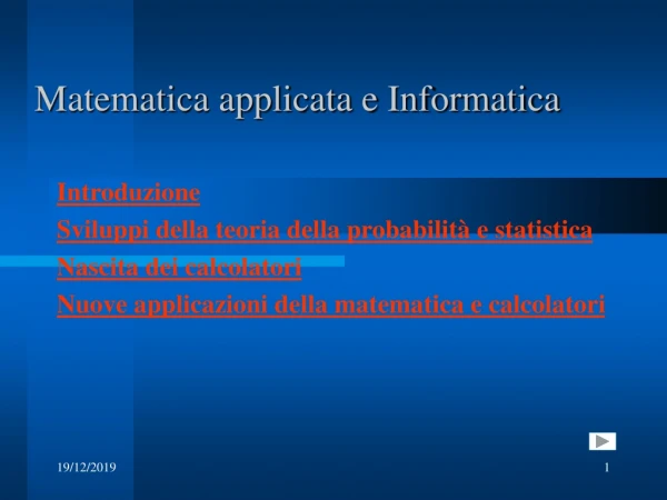 Matematica applicata e Informatica