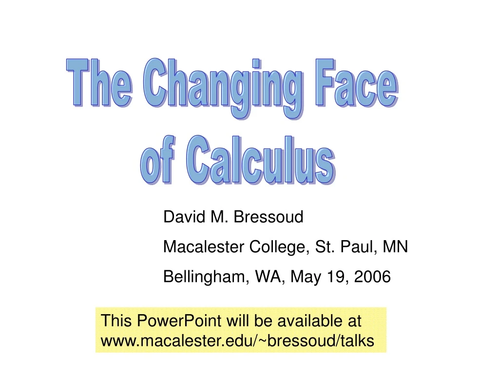 the changing face of calculus
